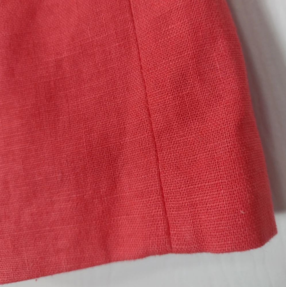 J. Crew Factory Linen Blend Smock Waist Pocket Sidewalk Mini Skirt Coral Size S